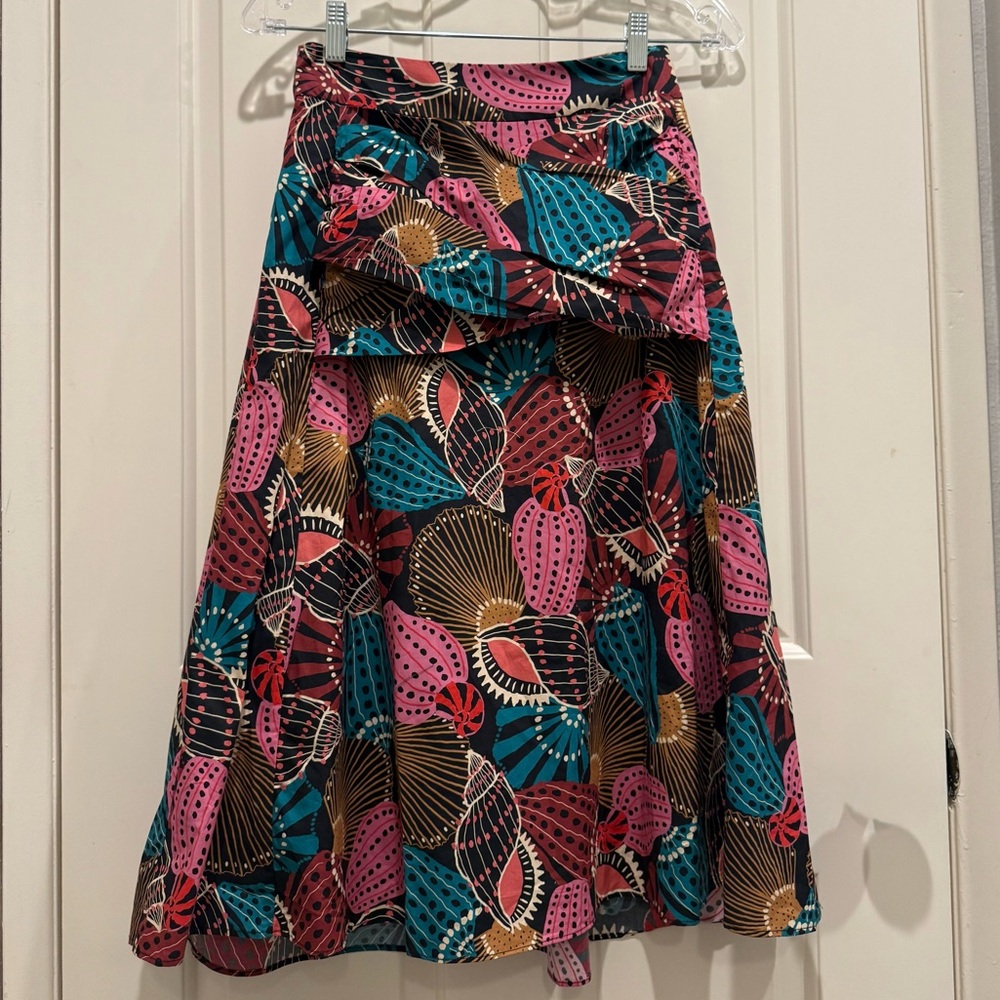 Farm Rio Midi Floral Skirt in Indigo XS